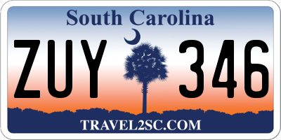 SC license plate ZUY346