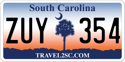 SC license plate ZUY354