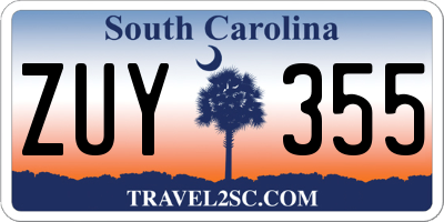SC license plate ZUY355