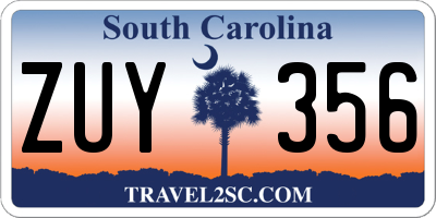 SC license plate ZUY356