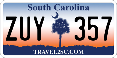SC license plate ZUY357