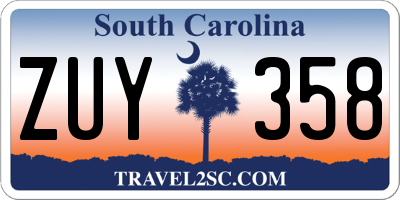 SC license plate ZUY358