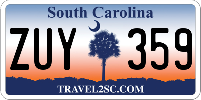 SC license plate ZUY359