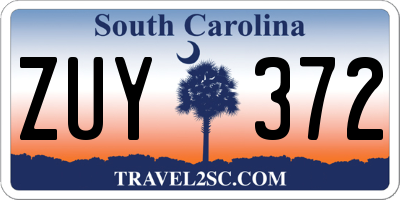 SC license plate ZUY372