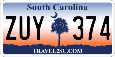SC license plate ZUY374