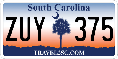SC license plate ZUY375