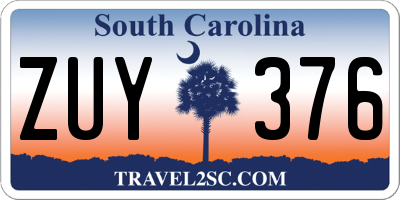 SC license plate ZUY376