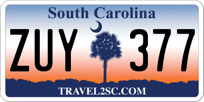SC license plate ZUY377