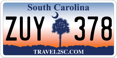 SC license plate ZUY378