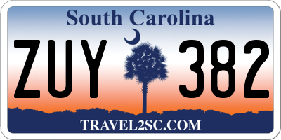 SC license plate ZUY382