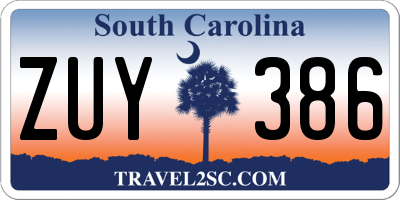 SC license plate ZUY386