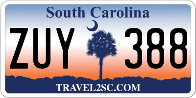 SC license plate ZUY388