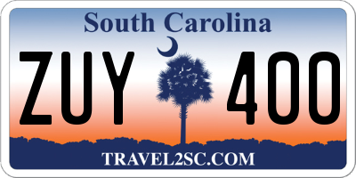 SC license plate ZUY400