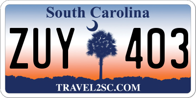 SC license plate ZUY403