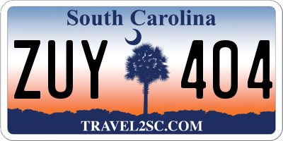 SC license plate ZUY404