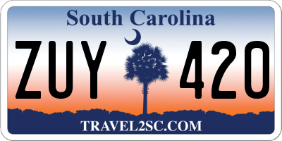 SC license plate ZUY420