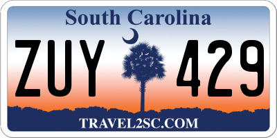 SC license plate ZUY429