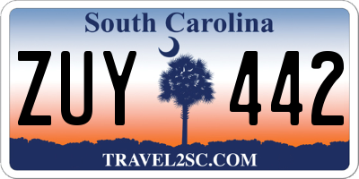 SC license plate ZUY442