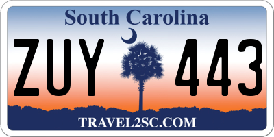 SC license plate ZUY443