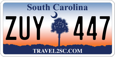 SC license plate ZUY447