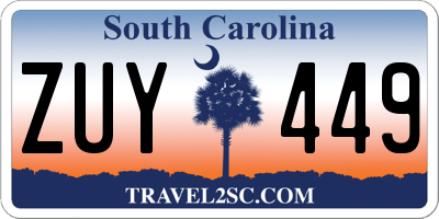 SC license plate ZUY449