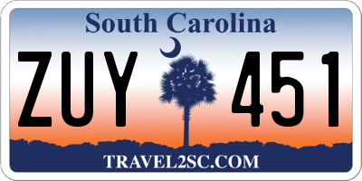 SC license plate ZUY451