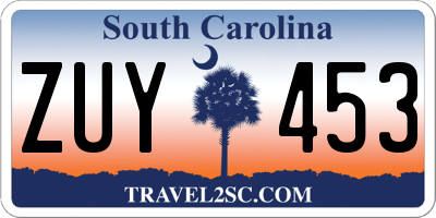 SC license plate ZUY453