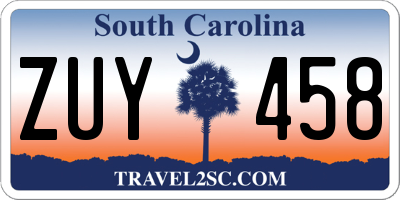 SC license plate ZUY458