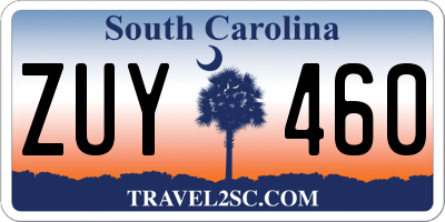 SC license plate ZUY460