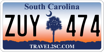 SC license plate ZUY474