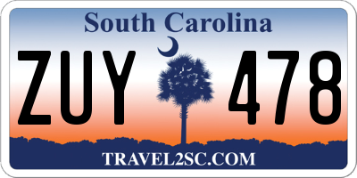 SC license plate ZUY478
