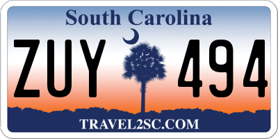 SC license plate ZUY494