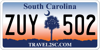 SC license plate ZUY502
