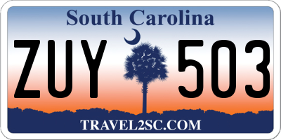 SC license plate ZUY503