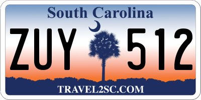 SC license plate ZUY512