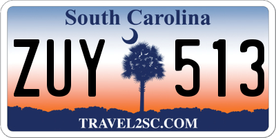 SC license plate ZUY513