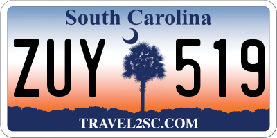 SC license plate ZUY519