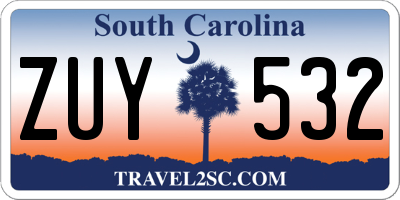 SC license plate ZUY532
