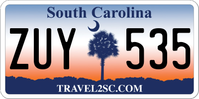 SC license plate ZUY535