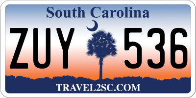 SC license plate ZUY536
