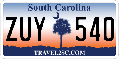 SC license plate ZUY540