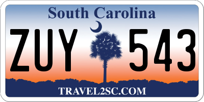SC license plate ZUY543