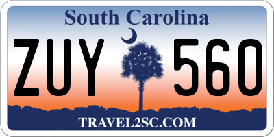 SC license plate ZUY560