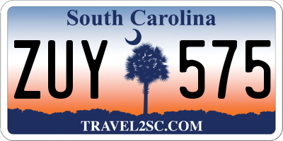 SC license plate ZUY575