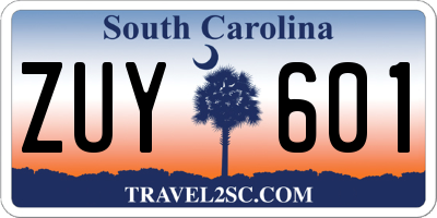 SC license plate ZUY601