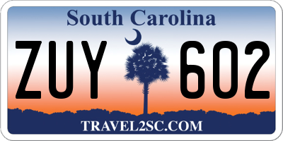 SC license plate ZUY602