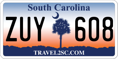SC license plate ZUY608