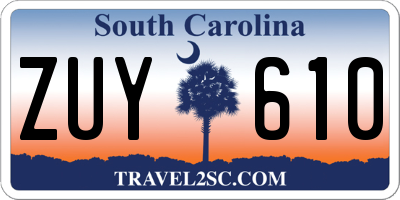 SC license plate ZUY610