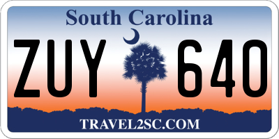 SC license plate ZUY640
