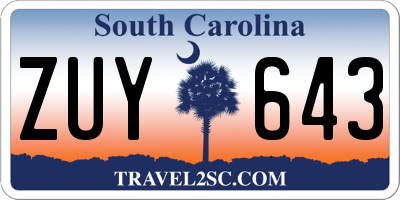 SC license plate ZUY643